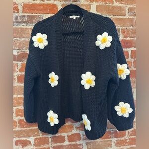 Knit flower cardigan